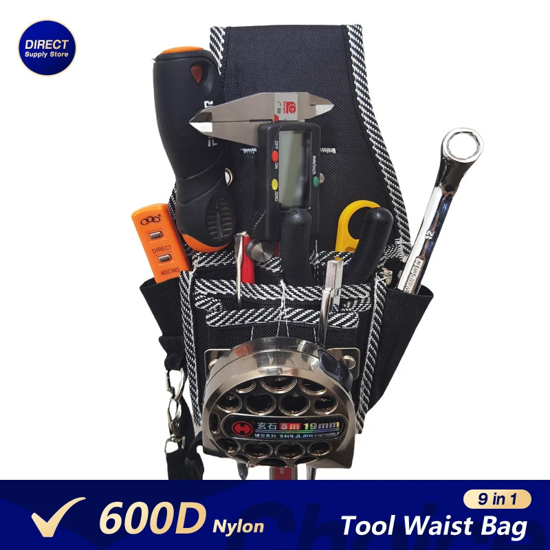 AMAZING! 9 In 1 High Quality Tool Bag Electrician Waist Pocket.