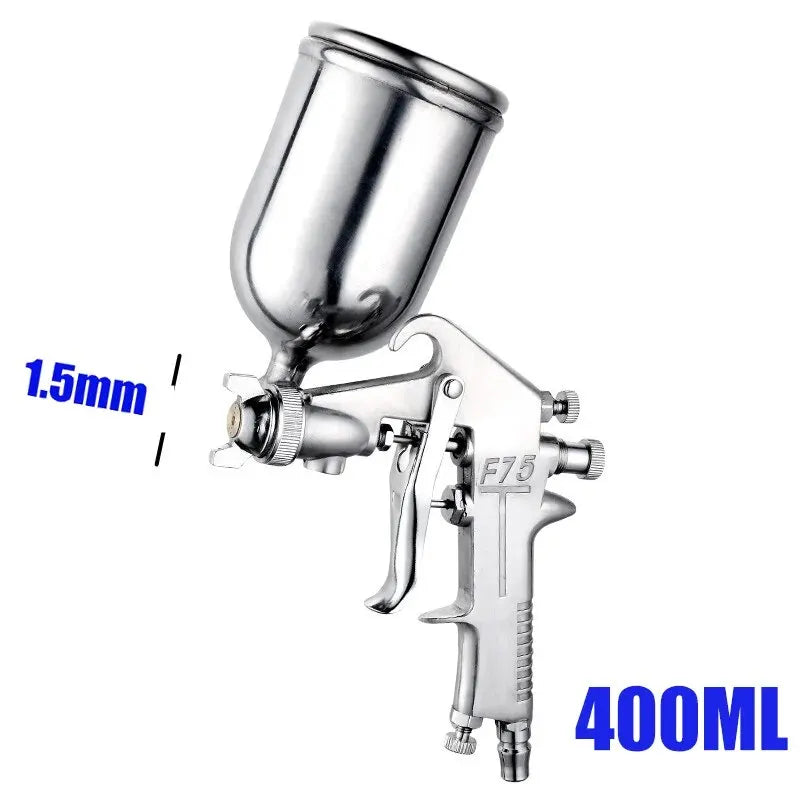 SUPER! F-75 Colour Spray Gun 1.5mm Nozzle with Cup Silver Handle Adjustable.