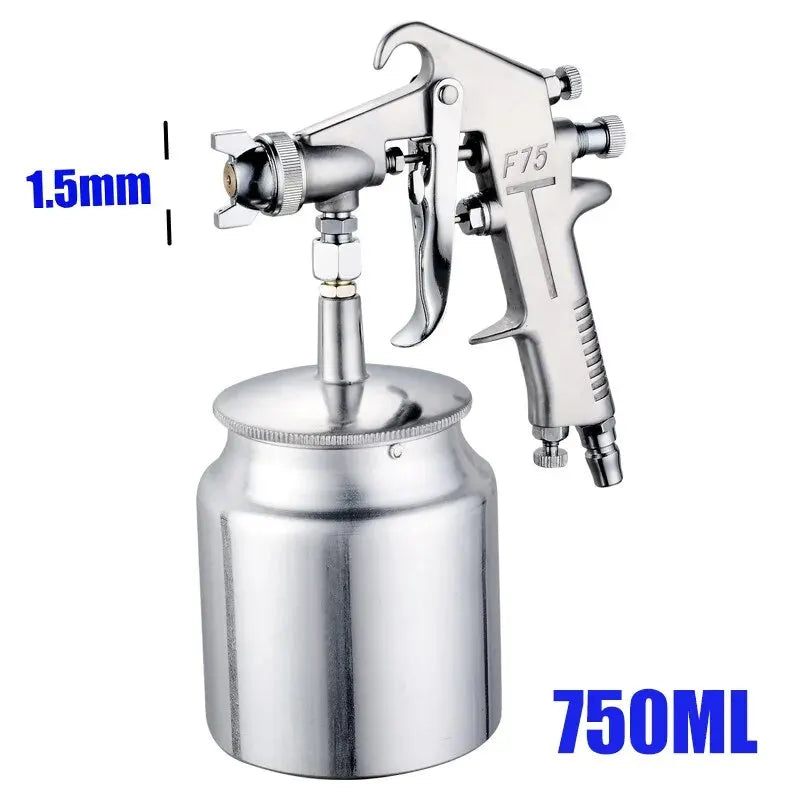 SUPER! F-75 Colour Spray Gun 1.5mm Nozzle with Cup Silver Handle Adjustable.