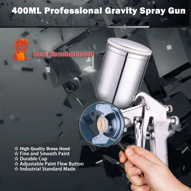 SUPER! F-75 Colour Spray Gun 1.5mm Nozzle with Cup Silver Handle Adjustable.