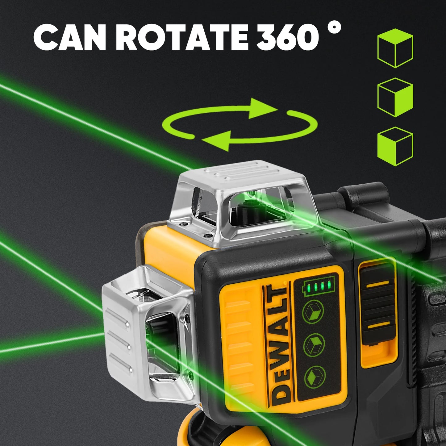 DEWALT! 360 Degree Vertical Horizontal Green Light Level. + Battery 12V Max