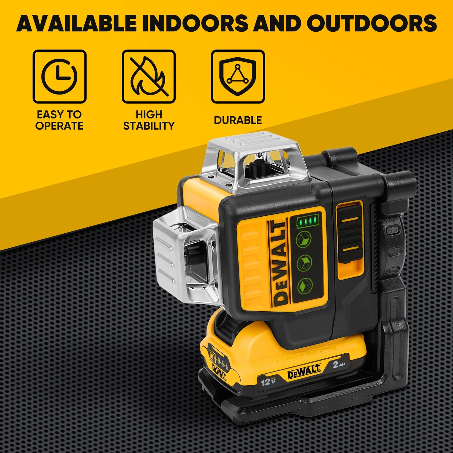 DEWALT! 360 Degree Vertical Horizontal Green Light Level. + Battery 12V Max